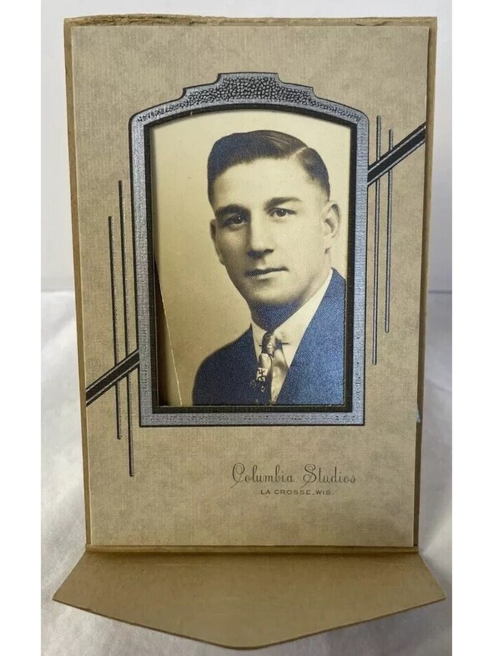 Photograph Sepia of Man Columbia Studios La Crosse, Wisconsin 4x6"